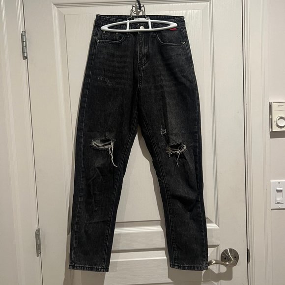 Black Ripped High Waisted Jean 25" Waist - Picture 2 of 4